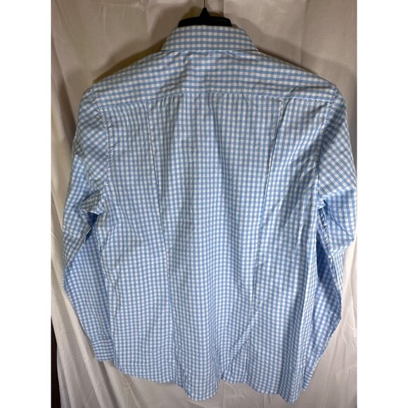 Galaxy by Harvic Gingham Mens Button Up Dress Shirt Light Blue, Size M, NWT - Picture 5 of 5